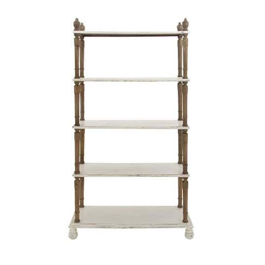 White Wood Farmhouse Shelving Unit